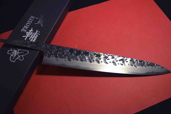 ●Japanese Chef Knife Kisuke Manaka Stainless Clad (San-Mai) ATS-34 Tsuchime Sujihiki 240mm 3.02