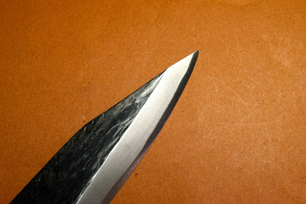 ●Japanese Knife Ikkyu by Itsuo Doi Blue 2 Single Edge Black Kiridashi Knife Free Shipping 4.20