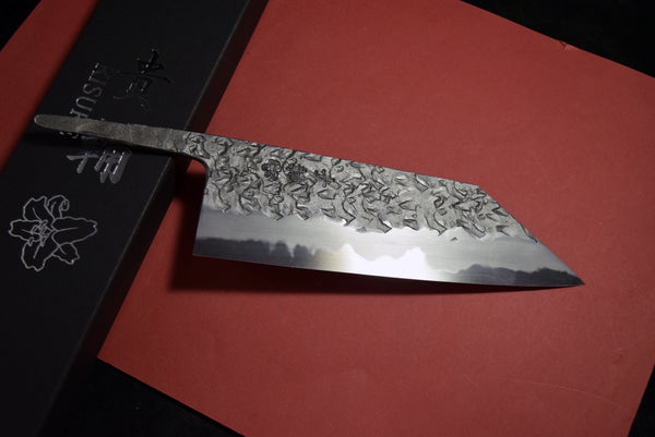 ●Japanese Chef Knife Kisuke Manaka Kurogane Series Blue 1 Tsuchime Bunka 180mm 4.19