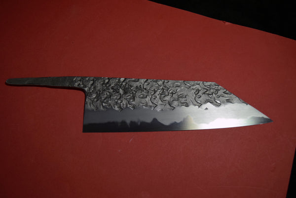 ●Japanese Chef Knife Kisuke Manaka Kurogane Series Blue 1 Tsuchime Bunka 180mm 4.19