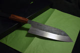 ●Japanese Chef Knife Isamitsu White 1 Stainless Cladding Black Santoku 180mm 4.26