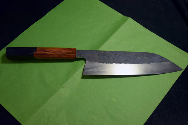 ●Japanese Chef Knife Isamitsu White 1 Stainless Cladding Black Santoku 180mm 4.26