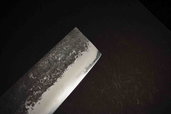 ●Japanese Chef Knife Mazaki Naoki White 2 Kuro Nashiji Nakiri 180mm 4.25 / 3