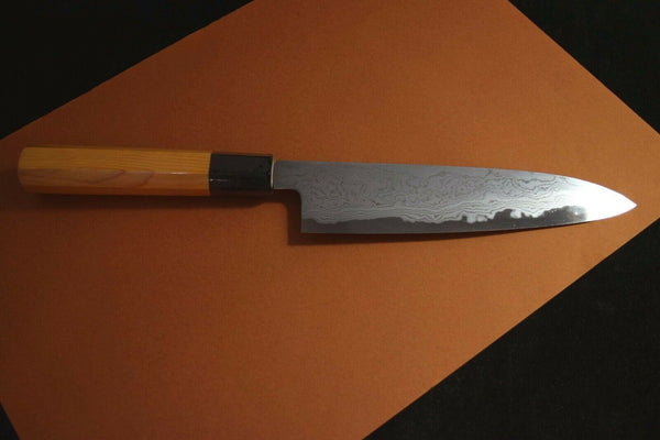 Japanese Chef Knife Ikyu by Itsuo Doi Aogami 1 Suminagashi Santoku 180mm F/S(IF_CB49E0BC)★