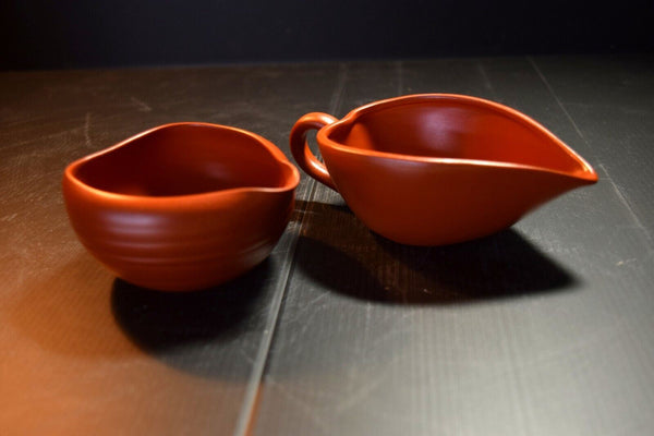 Japanese Tokoname Ceramic Water Cooler Set Vtg Red Pottery Kyusu  Sencha 008 F/S