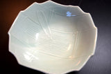 Japanese Porcelain Snack Bowl Vtg Kashibachi Tea ceremony Green Bamboo 012 F/S