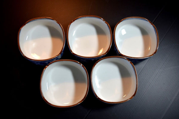 Japanese Porcelain Medium size Bowl 5pcs Vtg Kobachi Boats and landscapes 019 F/S