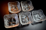 Japanese Pressed Glass Square Bowl 5pcs Set Vtg Flower from Japan 028