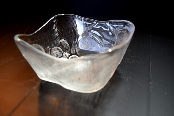 Japanese Pressed Glass Square Bowl 5pcs Set Vtg Flower from Japan 028