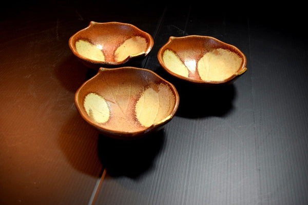 Japanese Bizen Ceramic Bowl 3pcs Set Vtg Pottery from Japan 032 F/S
