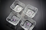 Japanese Aderia Pressed Glass*Mint* Square Bowl 4pcs Set Vtg  from Japan 035 F/S