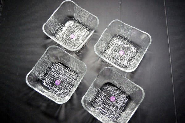 Japanese Aderia Pressed Glass*Mint* Square Bowl 4pcs Set Vtg  from Japan 035 F/S