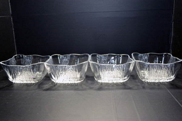 Japanese Aderia Pressed Glass*Mint* Square Bowl 4pcs Set Vtg  from Japan 035 F/S