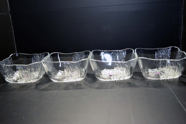 Japanese Aderia Pressed Glass*Mint* Square Bowl 4pcs Set Vtg  from Japan 035 F/S