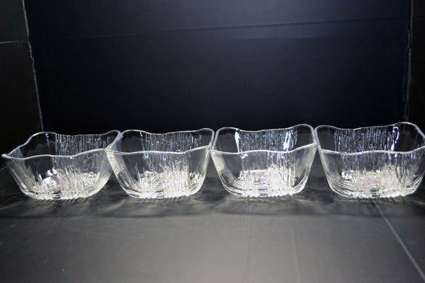 Japanese Aderia Pressed Glass*Mint* Square Bowl 4pcs Set Vtg  from Japan 035 F/S