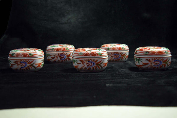 Japanese Kiyomizu Ware Ceramic Lidded Small Kaiseki Bowl Vtg. Pottery 5pcs 039 F/S
