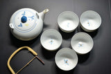 Japanese Mint Arita Ware Ceramic Teapot 1pcs  & Yunomi 5pcs Set Vtg. Pottery 044 F/S