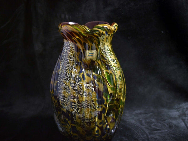 Japanese Kamei Art Glass Vase Vtg from Osaka Japan 049 F/S