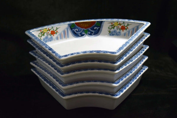 Japanese Kiyomizu Ware Ceramic Sashimi Kaiseki Plate 5pcs Vtg. Pottery Japan 059 F/S