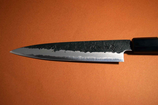 Japanese Chef Knife Ikyu by Itsuo Doi Blue 2 Black Nashiji Wa Petty 150mm F/S