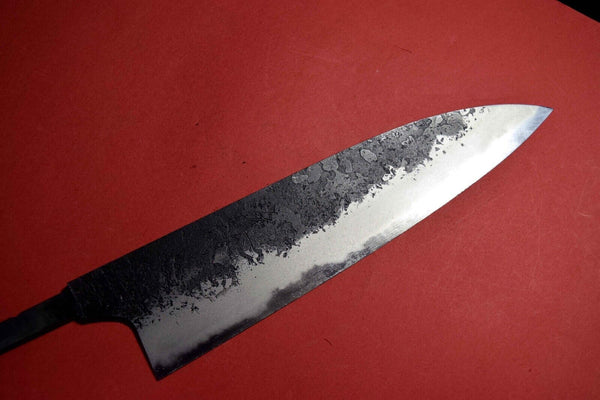 Japanese Chef Knife Mazaki Naoki White 2 Kuro Nashiji Bullnose Gyuto 180mm (A)