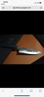 Mazaki White 2 Kuro-Nashiji Gyuto 180mm & Indigo Handle